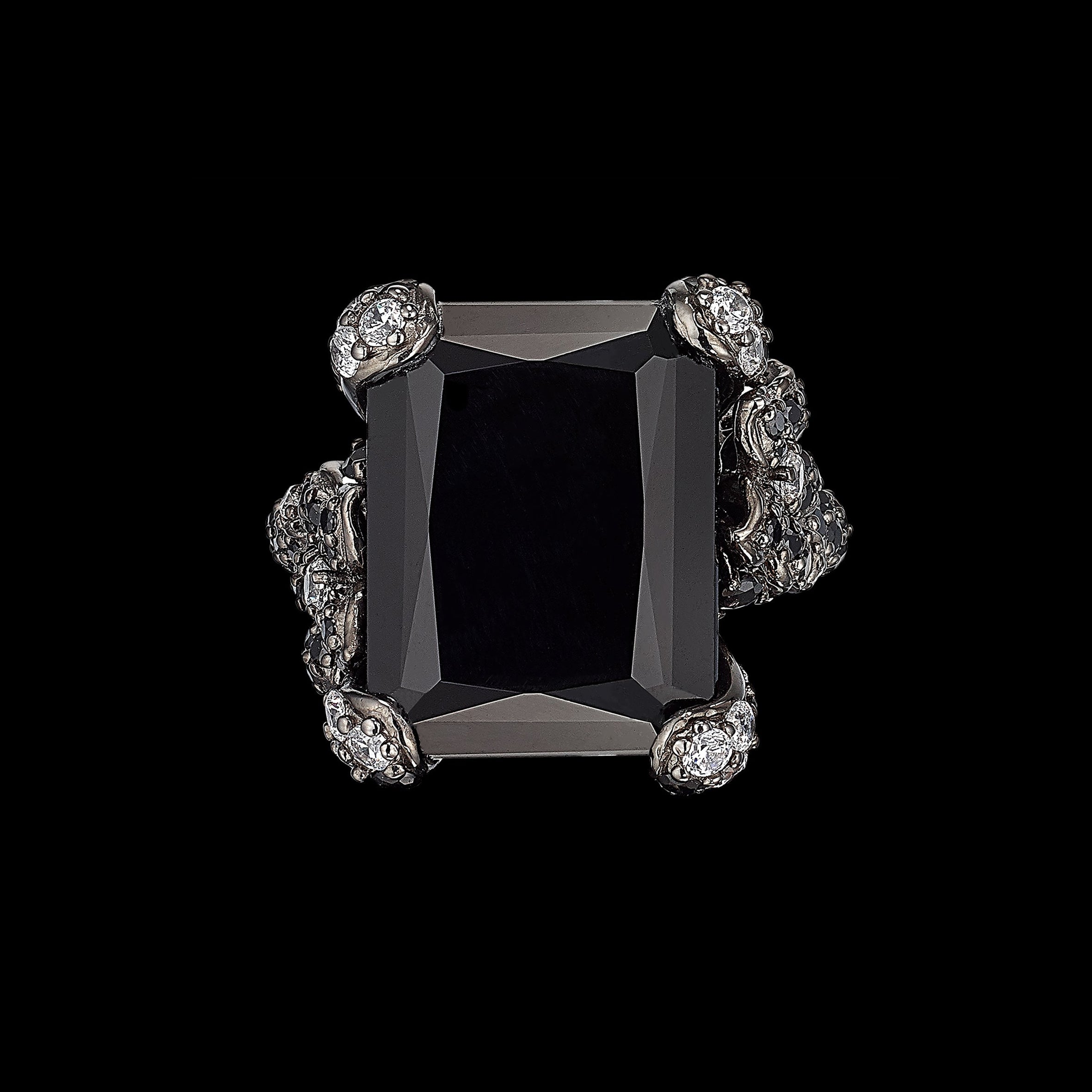 Black Diamond Cinderella Ring, Ring, Anabela Chan Joaillerie - Fine jewelry with laboratory grown and created gemstones hand-crafted in the United Kingdom. Anabela Chan Joaillerie is the first fine jewellery brand in the world to champion laboratory-grown and created gemstones with high jewellery design, artisanal craftsmanship and a focus on ethical and sustainable innovations.